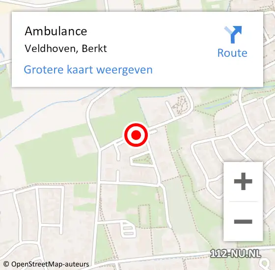 Locatie op kaart van de 112 melding: Ambulance Veldhoven, Berkt op 4 juli 2019 23:04