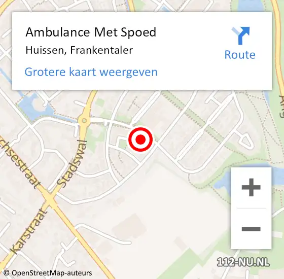 Locatie op kaart van de 112 melding: Ambulance Met Spoed Naar Huissen, Frankentaler op 4 juli 2019 23:14