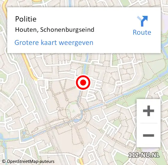 Locatie op kaart van de 112 melding: Politie Houten, Schonenburgseind op 4 juli 2019 23:37