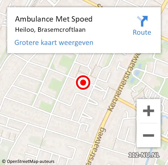 Locatie op kaart van de 112 melding: Ambulance Met Spoed Naar Heiloo, Brasemcroftlaan op 5 juli 2019 02:09