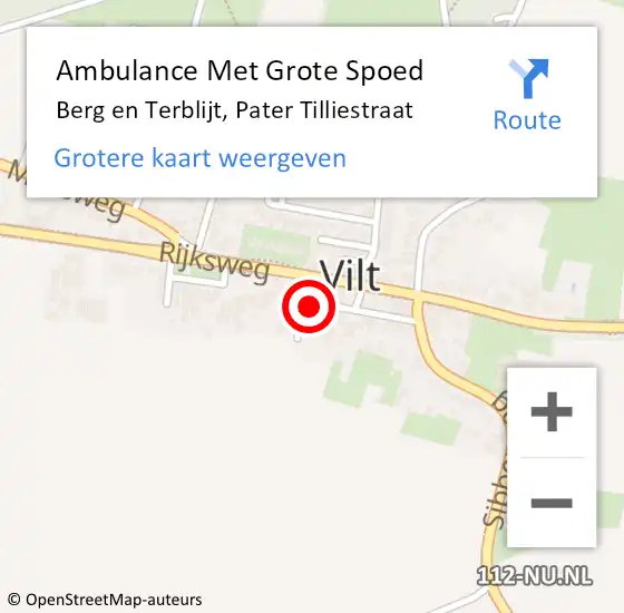 Locatie op kaart van de 112 melding: Ambulance Met Grote Spoed Naar Berg en Terblijt, Pater Tilliestraat op 6 april 2014 16:44