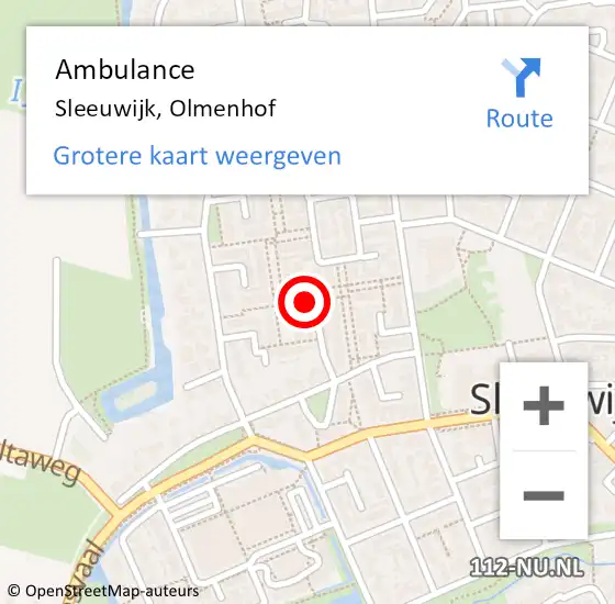 Locatie op kaart van de 112 melding: Ambulance Sleeuwijk, Olmenhof op 5 juli 2019 02:29