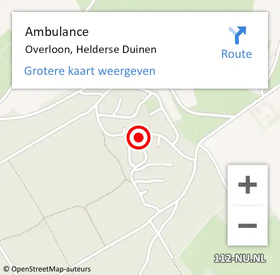 Locatie op kaart van de 112 melding: Ambulance Overloon, Helderse Duinen op 5 juli 2019 08:02