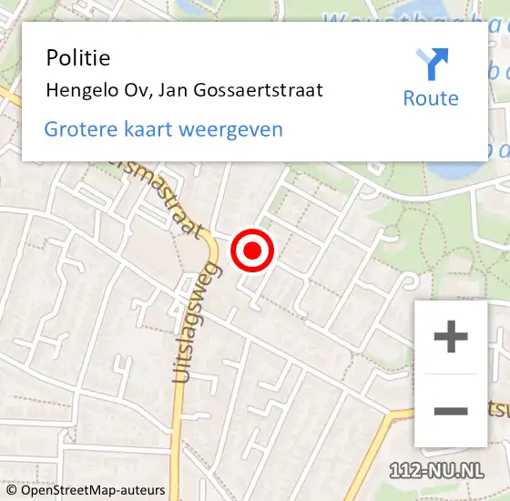 Locatie op kaart van de 112 melding: Politie Hengelo Ov, Jan Gossaertstraat op 5 juli 2019 09:43