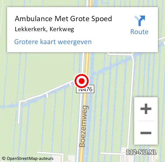 Locatie op kaart van de 112 melding: Ambulance Met Grote Spoed Naar Lekkerkerk, Kerkweg op 5 juli 2019 10:59