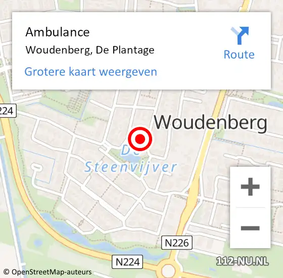 Locatie op kaart van de 112 melding: Ambulance Woudenberg, De Plantage op 6 april 2014 17:20