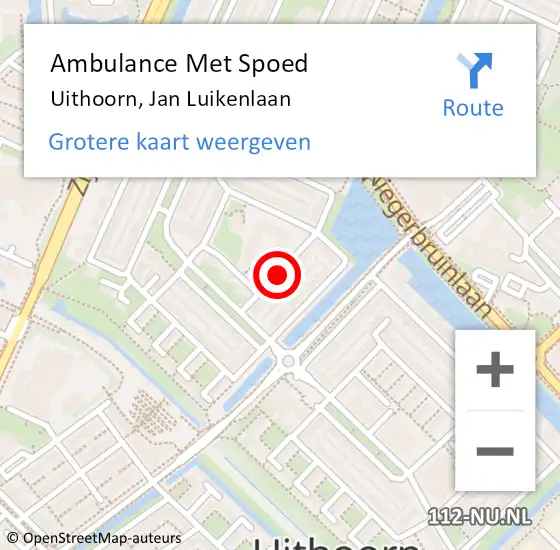 Locatie op kaart van de 112 melding: Ambulance Met Spoed Naar Uithoorn, Jan Luikenlaan op 5 juli 2019 11:09