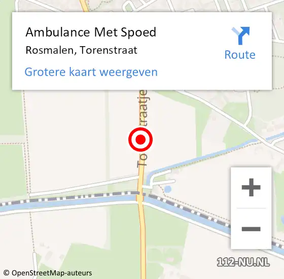 Locatie op kaart van de 112 melding: Ambulance Met Spoed Naar Rosmalen, Torenstraat op 5 juli 2019 11:36