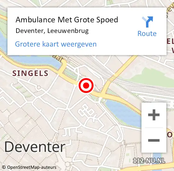 Locatie op kaart van de 112 melding: Ambulance Met Grote Spoed Naar Deventer, Leeuwenbrug op 5 juli 2019 12:16