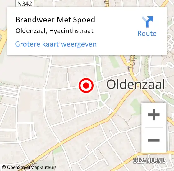 Locatie op kaart van de 112 melding: Brandweer Met Spoed Naar Oldenzaal, Hyacinthstraat op 5 juli 2019 13:40