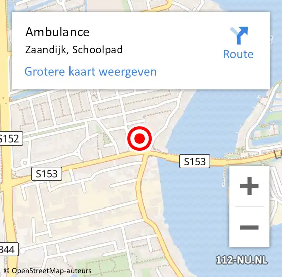 Locatie op kaart van de 112 melding: Ambulance Zaandijk, Schoolpad op 5 juli 2019 14:05