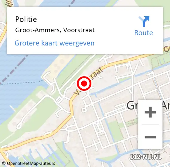 Locatie op kaart van de 112 melding: Politie Groot-Ammers, Voorstraat op 5 juli 2019 14:57