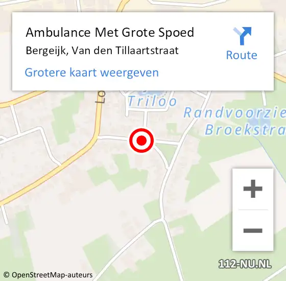 Locatie op kaart van de 112 melding: Ambulance Met Grote Spoed Naar Bergeijk, Van den Tillaartstraat op 5 juli 2019 15:05