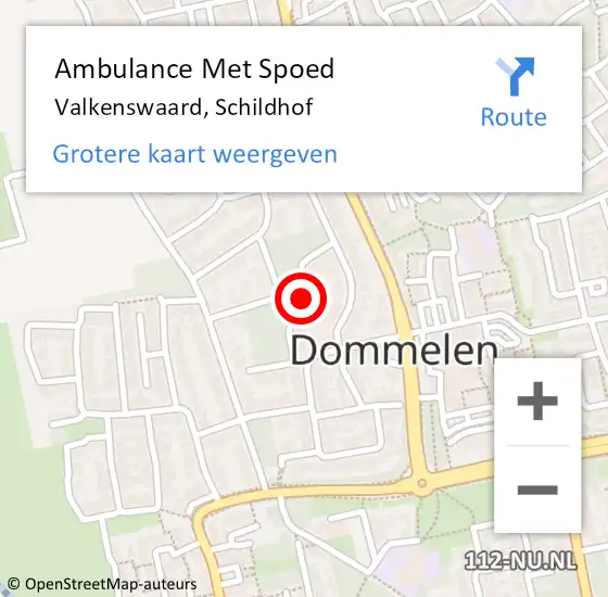 Locatie op kaart van de 112 melding: Ambulance Met Spoed Naar Valkenswaard, Schildhof op 5 juli 2019 15:18