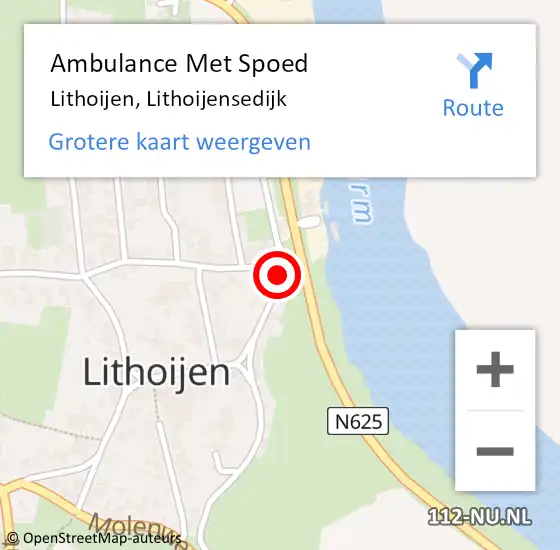 Locatie op kaart van de 112 melding: Ambulance Met Spoed Naar Lithoijen, Lithoijensedijk op 5 juli 2019 15:30