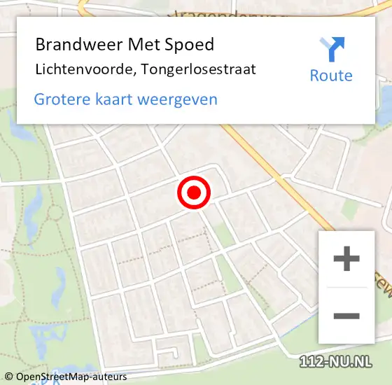 Locatie op kaart van de 112 melding: Brandweer Met Spoed Naar Lichtenvoorde, Tongerlosestraat op 6 april 2014 17:58