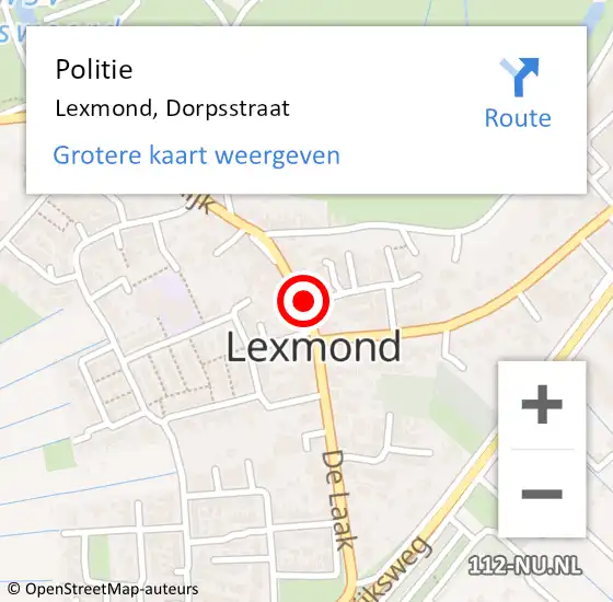 Locatie op kaart van de 112 melding: Politie Lexmond, Dorpsstraat op 5 juli 2019 16:06