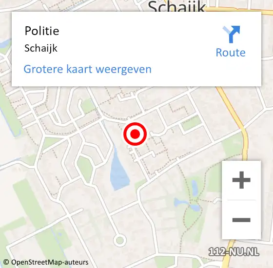 Locatie op kaart van de 112 melding: Politie Schaijk op 5 juli 2019 16:46