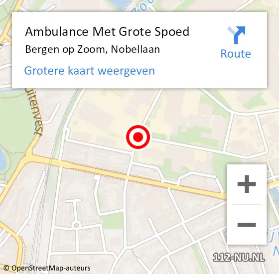 Locatie op kaart van de 112 melding: Ambulance Met Grote Spoed Naar Bergen op Zoom, Nobellaan op 5 juli 2019 18:02