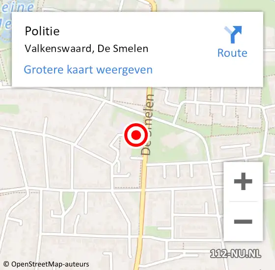 Locatie op kaart van de 112 melding: Politie Valkenswaard, De Smelen op 5 juli 2019 18:05