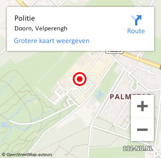 Locatie op kaart van de 112 melding: Politie Doorn, Velperengh op 5 juli 2019 18:51