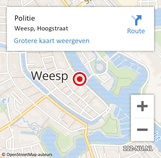 Locatie op kaart van de 112 melding: Politie Weesp, Hoogstraat op 5 juli 2019 18:52