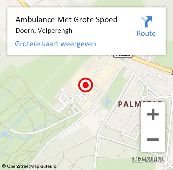 Locatie op kaart van de 112 melding: Ambulance Met Grote Spoed Naar Doorn, Velperengh op 5 juli 2019 18:59