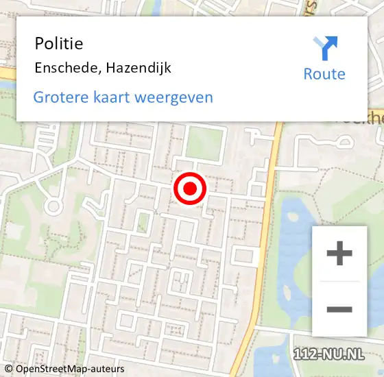 Locatie op kaart van de 112 melding: Politie Enschede, Hazendijk op 5 juli 2019 19:00