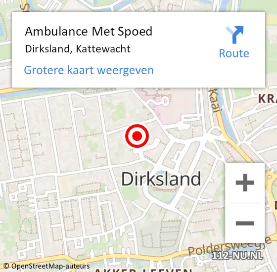 Locatie op kaart van de 112 melding: Ambulance Met Spoed Naar Dirksland, Kattewacht op 5 juli 2019 20:16