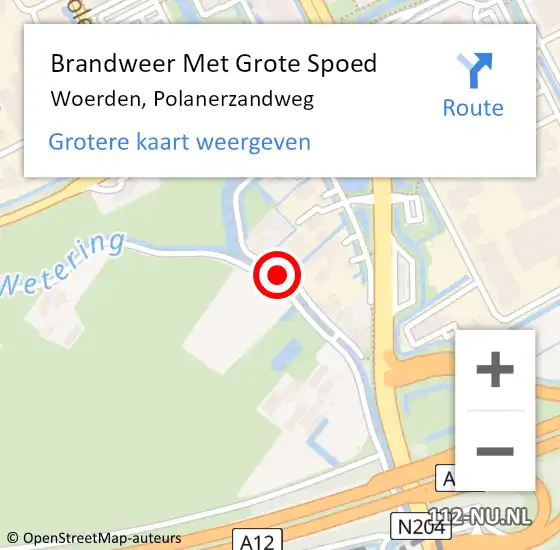 Locatie op kaart van de 112 melding: Brandweer Met Grote Spoed Naar Woerden, Polanerzandweg op 5 juli 2019 21:20