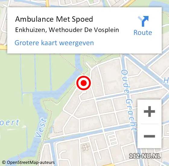 Locatie op kaart van de 112 melding: Ambulance Met Spoed Naar Enkhuizen, Wethouder De Vosplein op 5 juli 2019 21:24