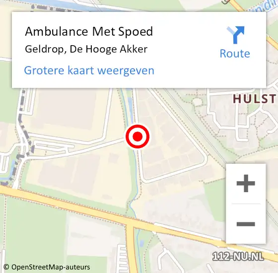 Locatie op kaart van de 112 melding: Ambulance Met Spoed Naar Geldrop, De Hooge Akker op 5 juli 2019 21:59