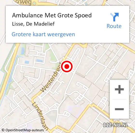 Locatie op kaart van de 112 melding: Ambulance Met Grote Spoed Naar Lisse, De Madelief op 5 juli 2019 22:02