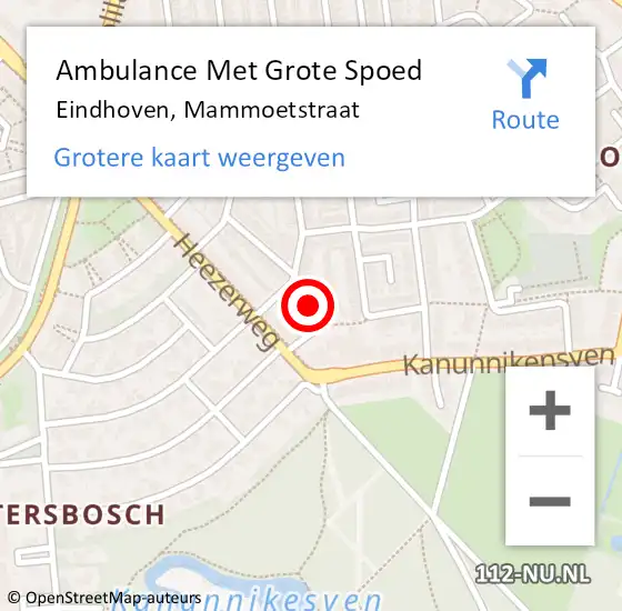 Locatie op kaart van de 112 melding: Ambulance Met Grote Spoed Naar Eindhoven, Mammoetstraat op 5 juli 2019 22:29