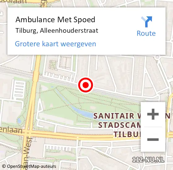 Locatie op kaart van de 112 melding: Ambulance Met Spoed Naar Tilburg, Alleenhouderstraat op 5 juli 2019 22:54