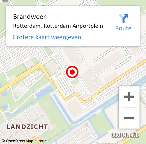 Locatie op kaart van de 112 melding: Brandweer Rotterdam, Rotterdam Airportplein op 5 juli 2019 23:21
