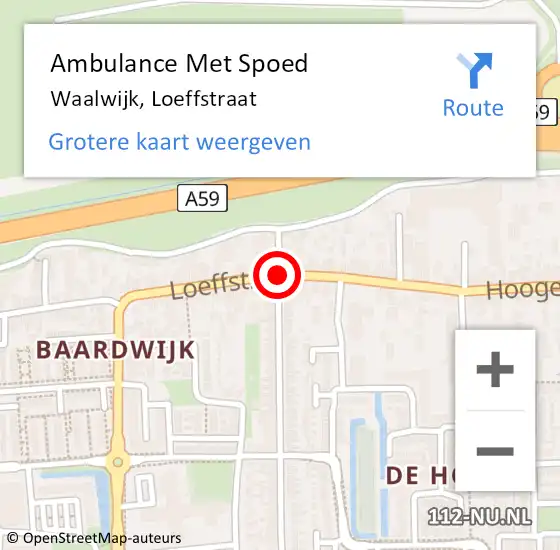 Locatie op kaart van de 112 melding: Ambulance Met Spoed Naar Waalwijk, Loeffstraat op 6 juli 2019 00:19