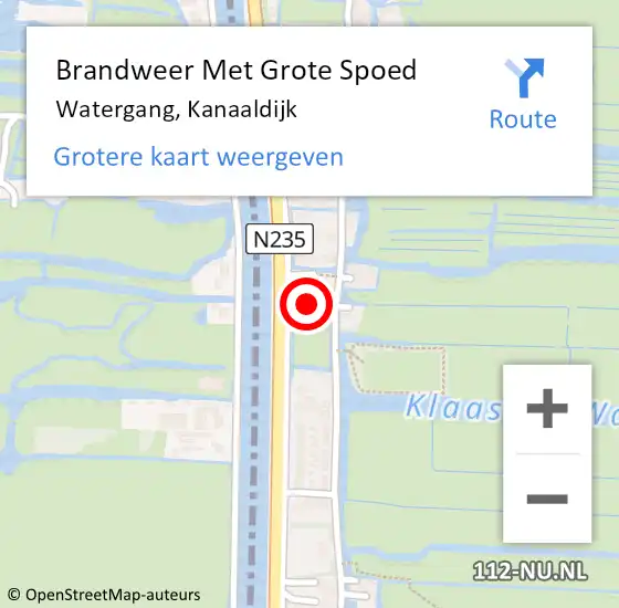 Locatie op kaart van de 112 melding: Brandweer Met Grote Spoed Naar Watergang, Kanaaldijk op 6 april 2014 19:01