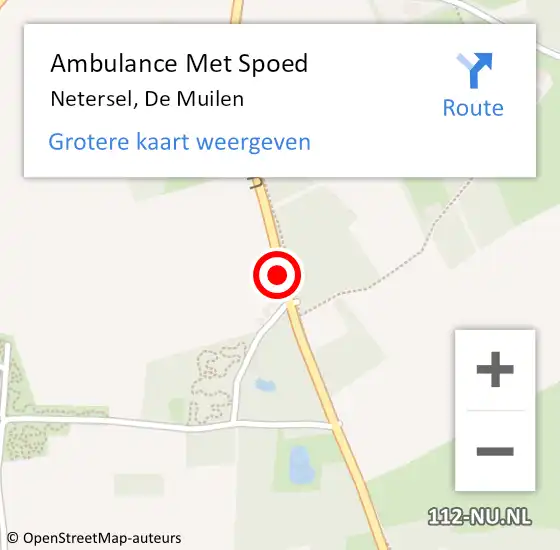 Locatie op kaart van de 112 melding: Ambulance Met Spoed Naar Netersel, De Muilen op 6 juli 2019 02:52