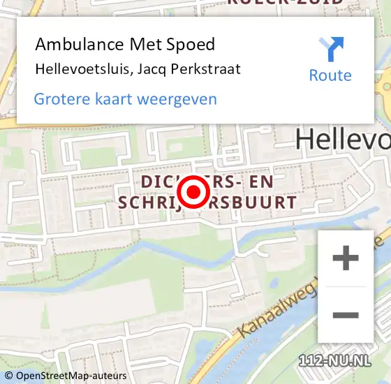 Locatie op kaart van de 112 melding: Ambulance Met Spoed Naar Hellevoetsluis, Jacq Perkstraat op 6 juli 2019 05:12