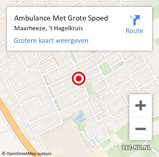 Locatie op kaart van de 112 melding: Ambulance Met Grote Spoed Naar Maarheeze, 't Hagelkruis op 6 juli 2019 05:12