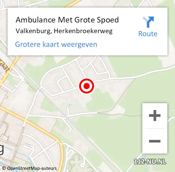 Locatie op kaart van de 112 melding: Ambulance Met Grote Spoed Naar Valkenburg, Herkenbroekerweg op 6 april 2014 19:16