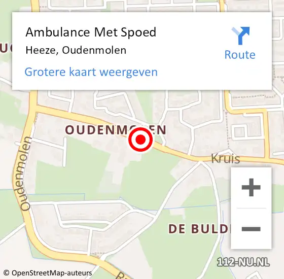 Locatie op kaart van de 112 melding: Ambulance Met Spoed Naar Heeze, Oudenmolen op 6 juli 2019 09:04