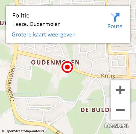 Locatie op kaart van de 112 melding: Politie Heeze, Oudenmolen op 6 juli 2019 09:05