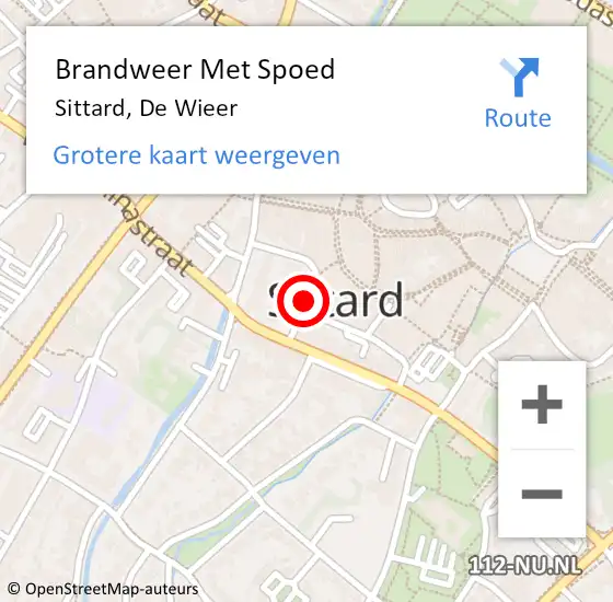 Locatie op kaart van de 112 melding: Brandweer Met Spoed Naar Sittard, De Wieer op 6 juli 2019 10:56