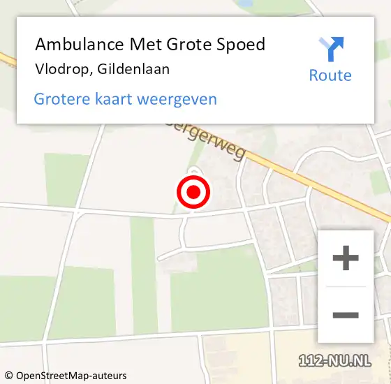 Locatie op kaart van de 112 melding: Ambulance Met Grote Spoed Naar Vlodrop, Gildenlaan op 6 april 2014 19:36