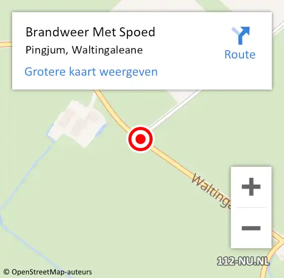 Locatie op kaart van de 112 melding: Brandweer Met Spoed Naar Pingjum, Waltingaleane op 6 juli 2019 11:22