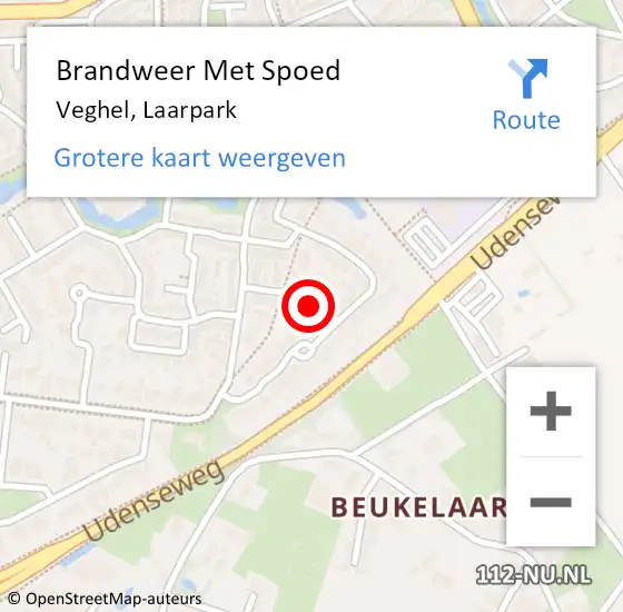 Locatie op kaart van de 112 melding: Brandweer Met Spoed Naar Veghel, Laarpark op 6 juli 2019 12:07