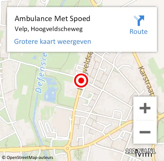 Locatie op kaart van de 112 melding: Ambulance Met Spoed Naar Velp, Hoogveldscheweg op 6 juli 2019 12:13