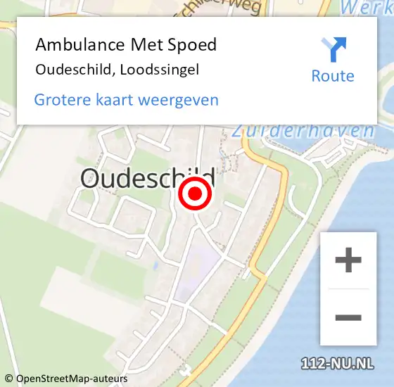 Locatie op kaart van de 112 melding: Ambulance Met Spoed Naar Oudeschild, Loodssingel op 6 juli 2019 13:28